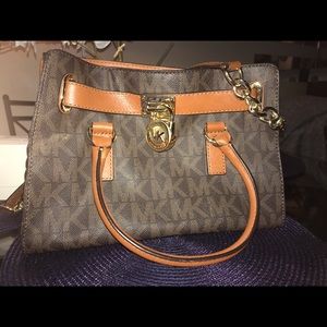 Michael Kors Hamilton MK Logo Satchel Bag, Brown